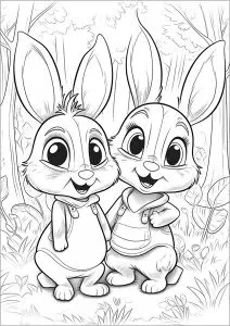 Zwei Kleine Hasen Im Wald   1.