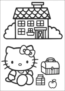 Hallo Kitty Und Ihr Haus Zum Ausmalen.