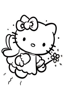 Hallo Kitty Als Hübsche Fee, Die Am Himmel Fliegt.