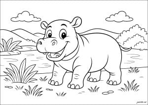 Ausmalbilder Von Hippopotamus Zum Ausdrucken