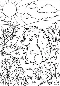 Ein fröhlicher Igel im Garten