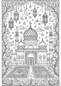 Majestätische Moschee mit mehreren Kuppeln und Minaretten