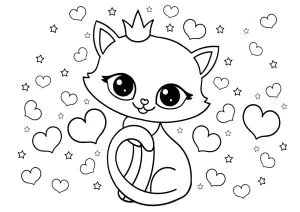 Eine Von Vielen Herzen Umgebene Katzenprinzessin