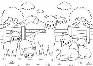 Famille d'alpagas (Kawaii Stil)