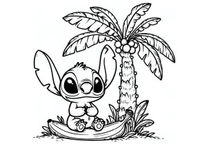 Stitch Am Fuß Einer Palme.