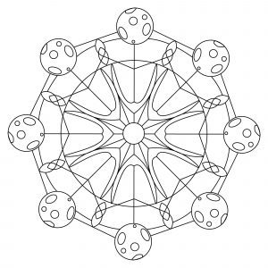 Finden Sie die Sonne und den Mond (mehrere) in diesem schönen Mandala, das ziemlich einfach ist.