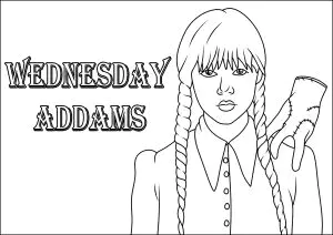 Addams Family's Wednesday Mit Thing Auf Ihrer Schulter.
