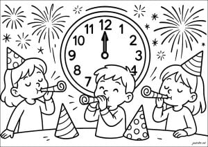 Kostenlose Ausmalbilder Von Neujahr   Frohes Neues Jahr Für Kinder