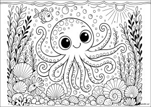 Hübscher Oktopus im Meeresgrund