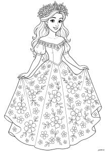 Ein Hübsches Blumenkleid Zum Ausmalen