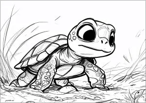 Hübsche Zeichnung Einer Jungen Schildkröte.