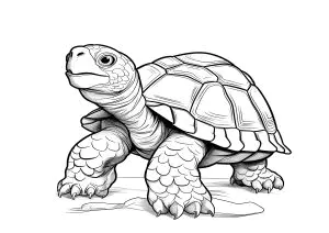 Realistische Zeichnung Einer Hübschen Schildkröte.