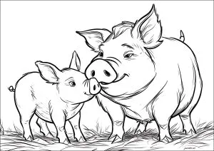 Zwei Liebevolle Schweine