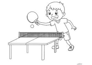 Einfache Zeichnung Mit Einem Jungen Tischtennisspieler