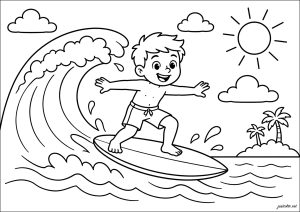 Kind auf einem Surfbrett