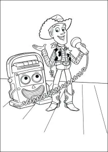 Woody Singt Mit Seinem Freund, Dem Kassettenspieler.