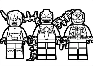 Lego Version Von Spider Man, Venom Und Doktor Octopus.