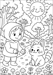 Fröhliches Abenteuer in einem sonnigen Wald