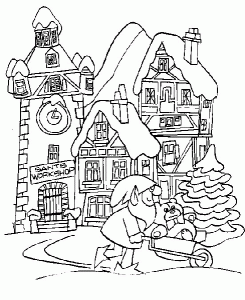 Malbuch Weihnachtslandschaft