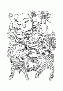 中国新年儿童涂色画