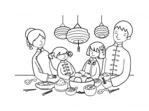 儿童最爱的 中国新年 着色页，适合打印