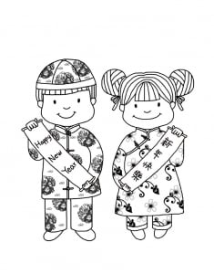 中国新年儿童涂色画