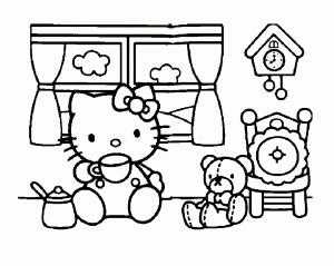 儿童填色：凯蒂猫填色画