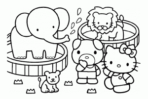 儿童可涂色的凯蒂猫填色画