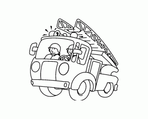简单的消防员填色图画