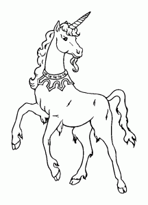 免费打印的独角兽填色画