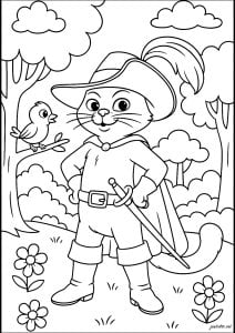 可下载的穿靴子的猫涂色页