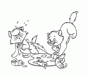 小さなアリストキャットたちの好きな活動、絵を描くこと