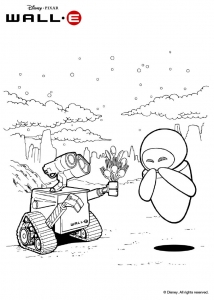 简单好玩的 ウォール・e 儿童着色页
