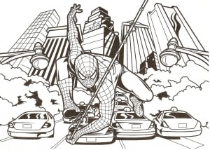 简单好玩的 スパイダーマン 儿童着色页
