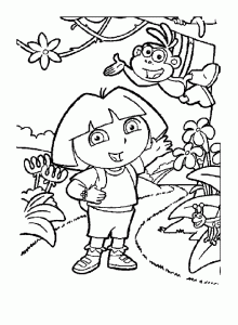 印刷用ドーラ（Dora）の塗り絵