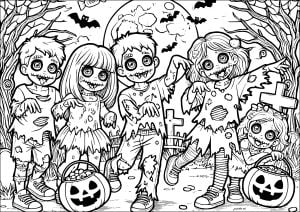 简单有趣的 ハロウィン 儿童着色页
