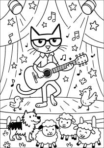 ピートが動物たちの前でライブ演奏中