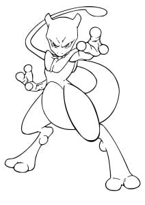 ミュウツー：シンプルな塗り絵