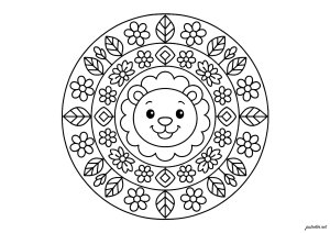 荘厳な獅子が曼荼羅の中心に