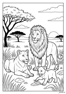 ライオンのぬりえ（印刷用）