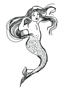 简单的 人魚 着色页下载