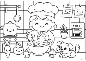 パティシエがケーキを作っている