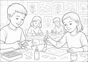 お子様が塗るための学校に戻るぬりえ