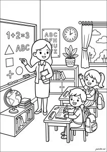 学校に戻るのぬりえ（印刷用）