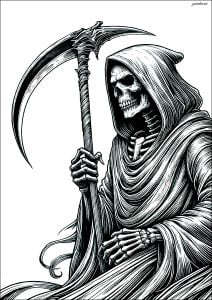 有趣的 死神 着色页，儿童可打印