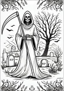 儿童最爱的 死神 着色页，适合打印