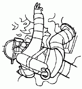 子供向けの消防士の塗り絵