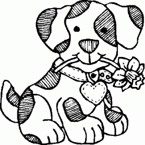 花と犬の塗り絵