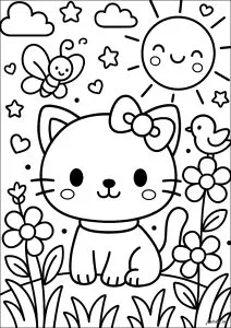 お子様が楽しめる猫のぬりえ