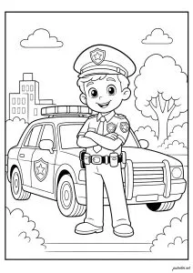 子供向けの警察ぬりえ